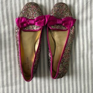 Kate Spade Audrina Glittered Bow Top Flats